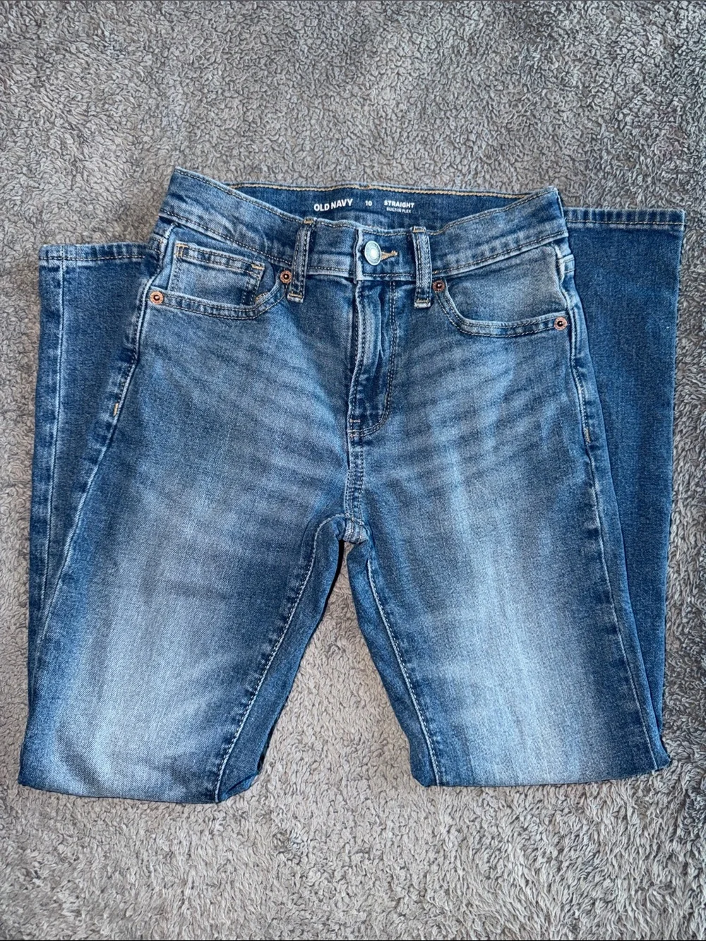 Old Navy Kids Washed Blue Straight-Leg Built in Flex Jeans